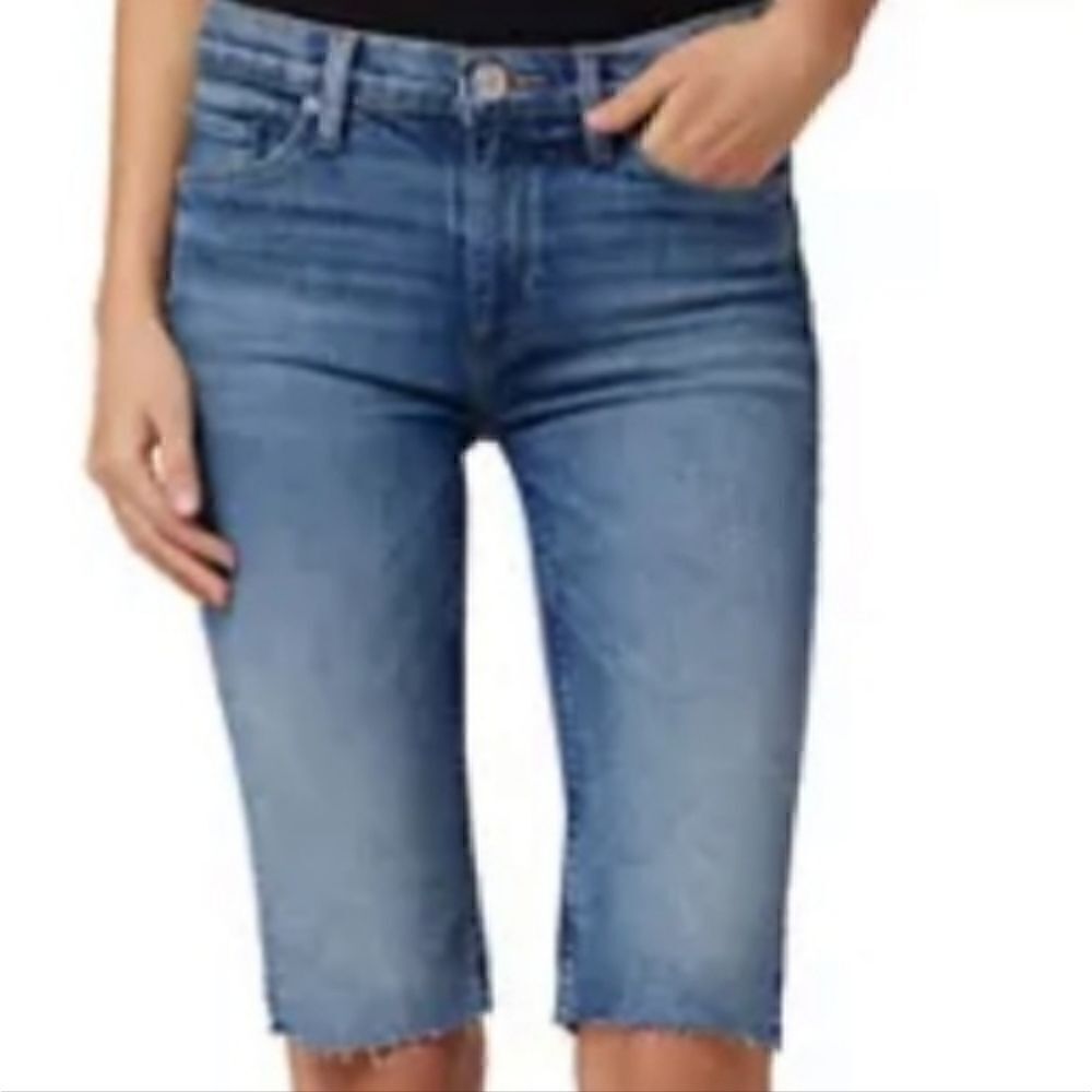 Hudson Amina Mid-Rise Bermuda Shorts Raw Hem  Size 25